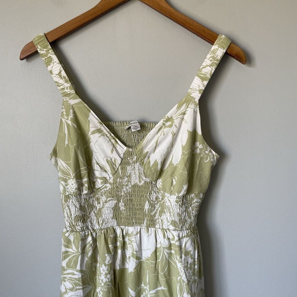 American Eagle Jumpsuit Tropical Floral Print Green White Backless Women's Large - Picture 3 of 13